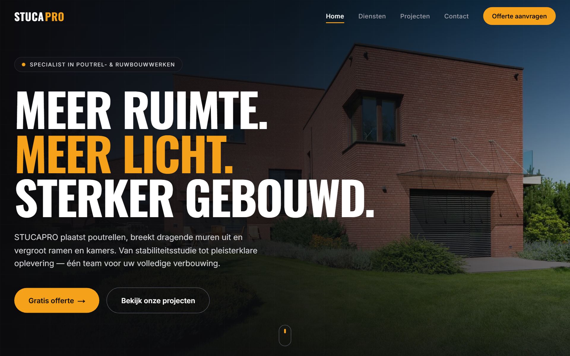 Screenshot of the website of Poutrelwerken.be