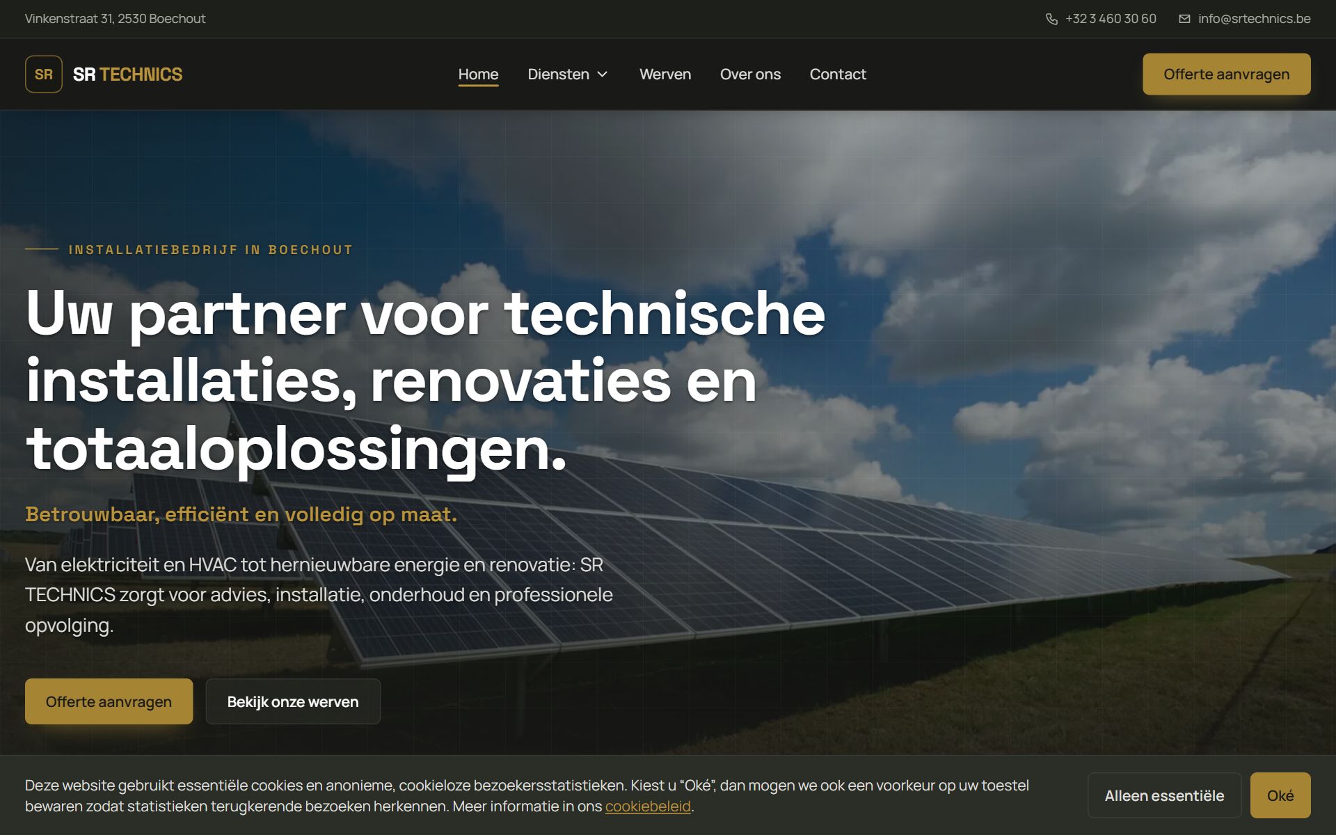 Screenshot of the website of SR Technics